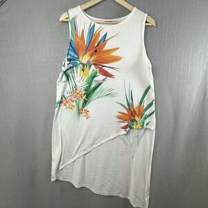 Chico's Tropical Polished Tank Top Womens Size 2 (L)  Tunics